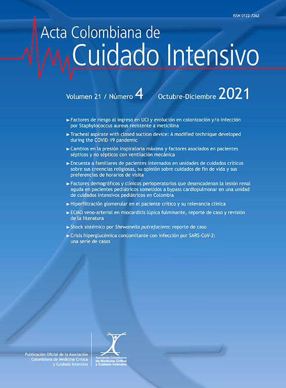Go to journal home page - Acta Colombiana de Cuidado Intensivo
